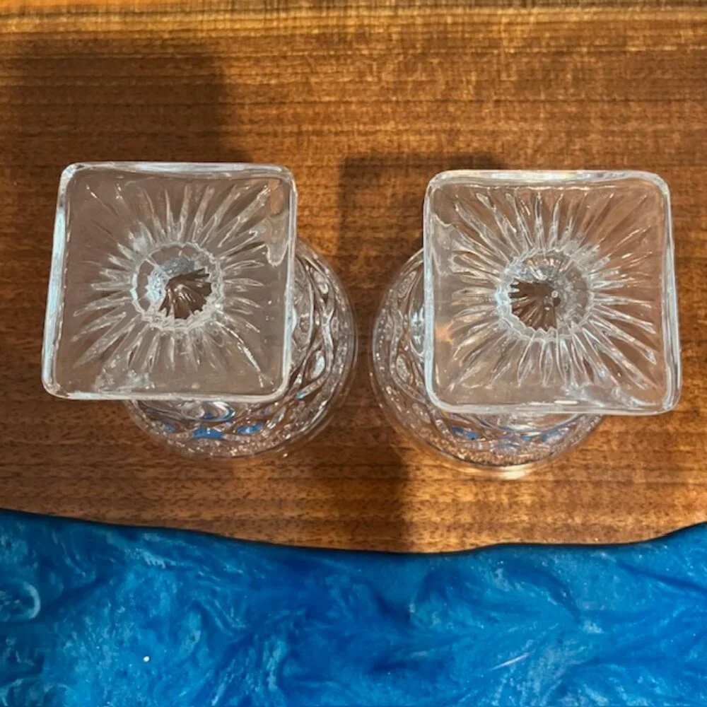 Set of (2) Vintage Imperial Glass Cape Cod Square Base Sherbet Sundae Cup Dish